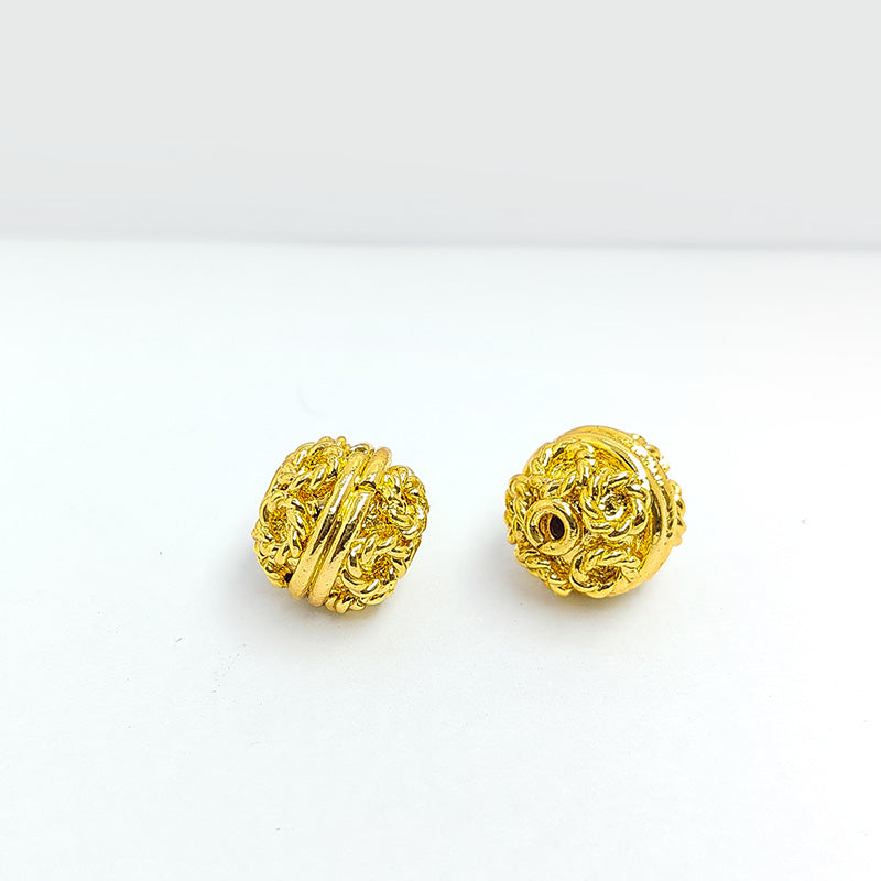 Handcrafted India 18K Gold Overlay Copper filigree bead for DIY jewelry projects