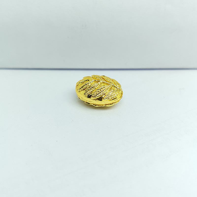 Handcrafted Indian leaf-design bead with 18K gold overlay on copper for retail jewelry making.