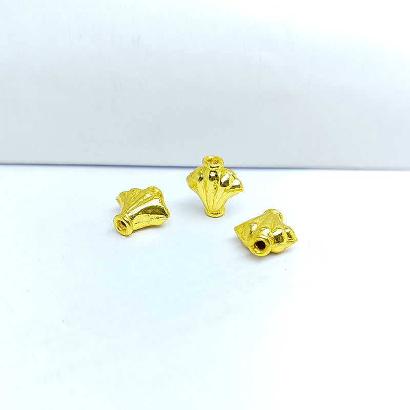 Handcrafted 18K gold overlay fan-shaped copper bead from India for jewelry making
