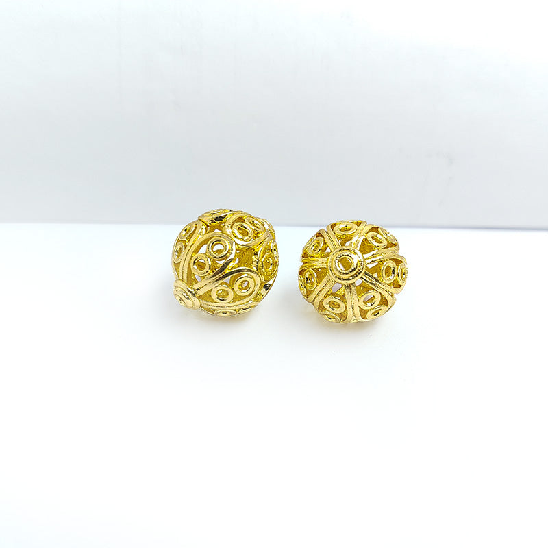 Handcrafted India 18K Gold Overlay filigree copper jewelry bead for retail buyers