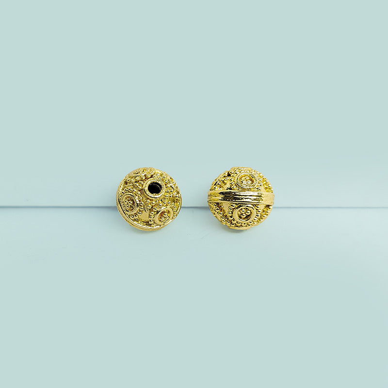 18K gold overlay India filigree copper bead for handmade jewelry
