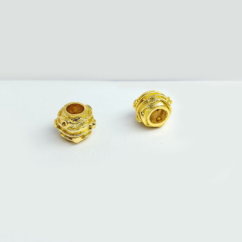 18K gold overlay artisan coil-pattern bead handcrafted in India.