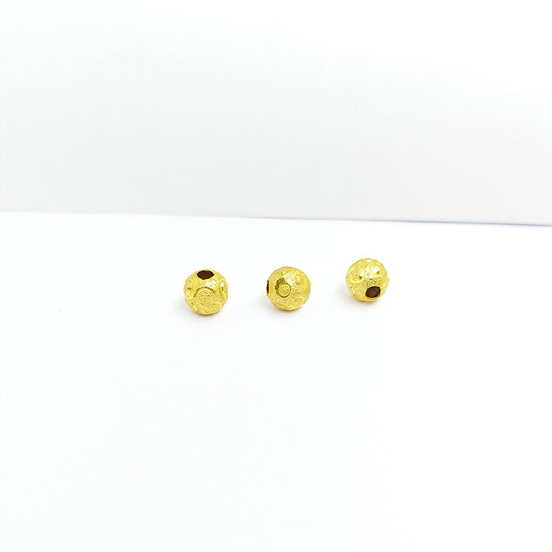 Handcrafted Gold Overlay Textured Artisan Bead With Embossed Circular Motifs