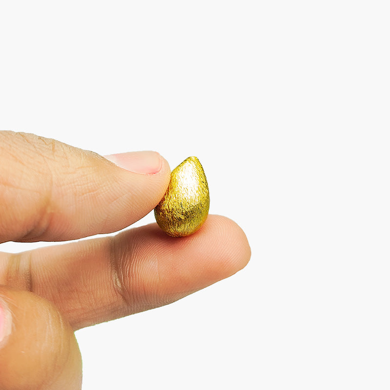 Handcrafted Brushed Gold Overlay Teardrop Bead