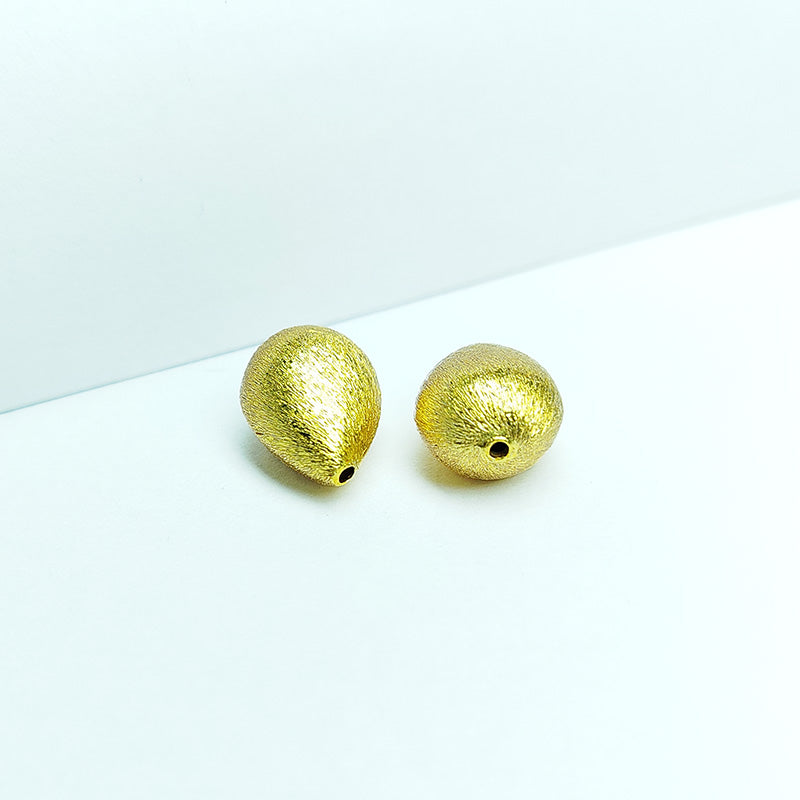 Handcrafted Brushed Gold Overlay Teardrop Bead