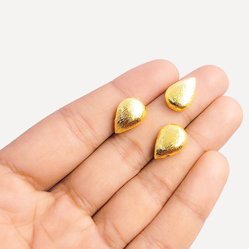 Handcrafted 18K Gold Overlay Over Copper Brushed Teardrop Bead