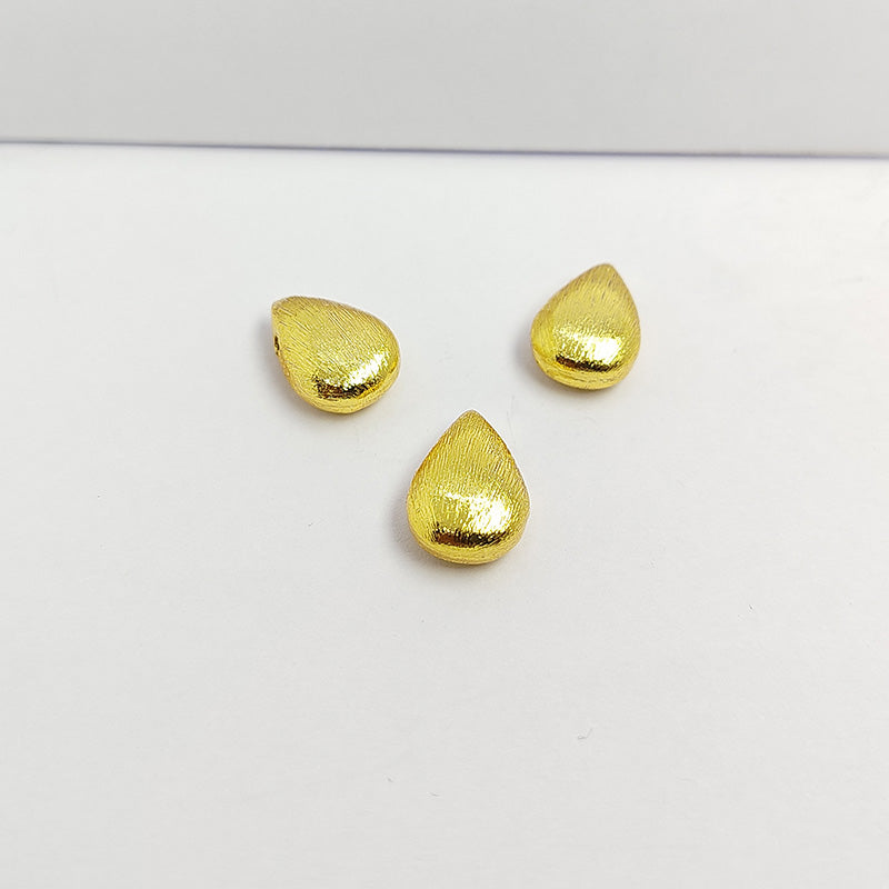 Handcrafted 18K Gold Overlay Over Copper Brushed Teardrop Bead