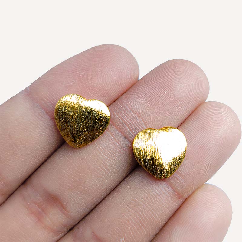 Handcrafted 18K Gold Overlay Over Copper Brushed Heart Bead