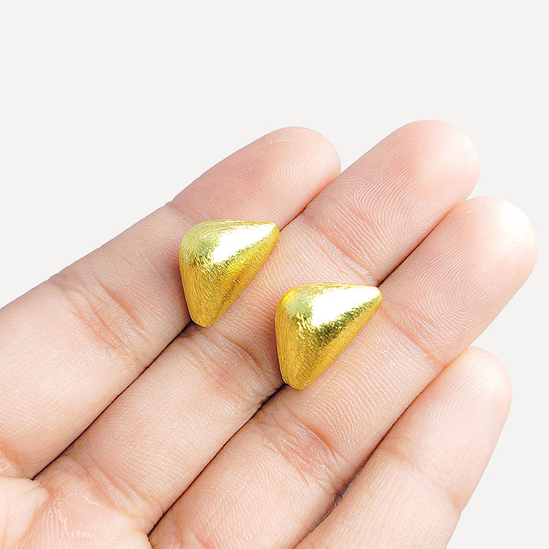 Handcrafted 18K Gold Overlay Over Copper Brushed Triangular Bead