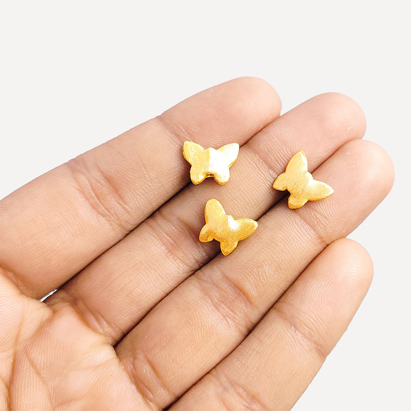 Handcrafted 18K Gold Overlay Over Copper Brushed Butterfly Bead