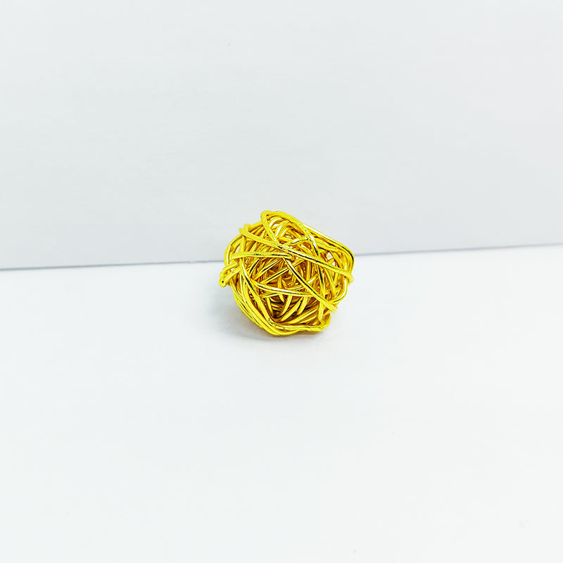 Handcrafted 15mm wire-wrapped bead with 18K Gold Overlay from India for DIY jewelry making