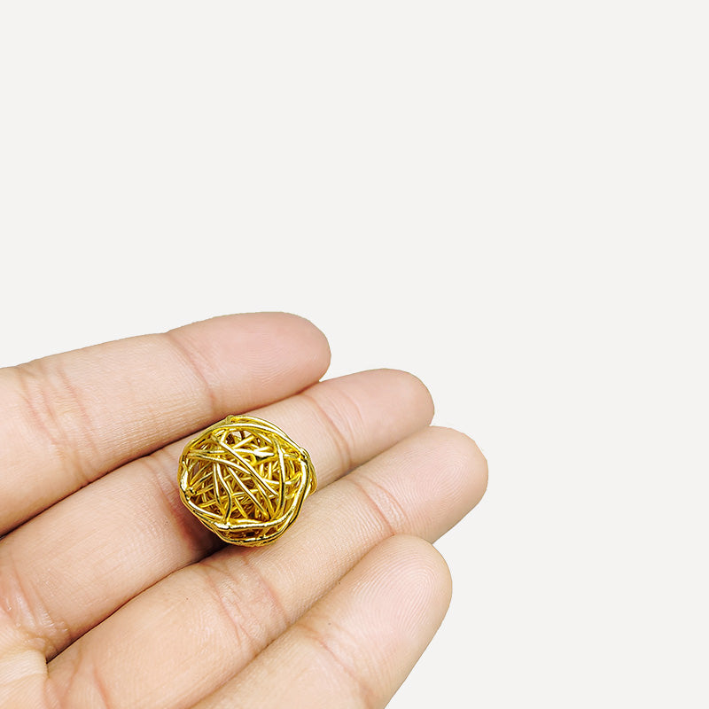 Handcrafted 15mm wire-wrapped bead with 18K Gold Overlay from India for DIY jewelry making