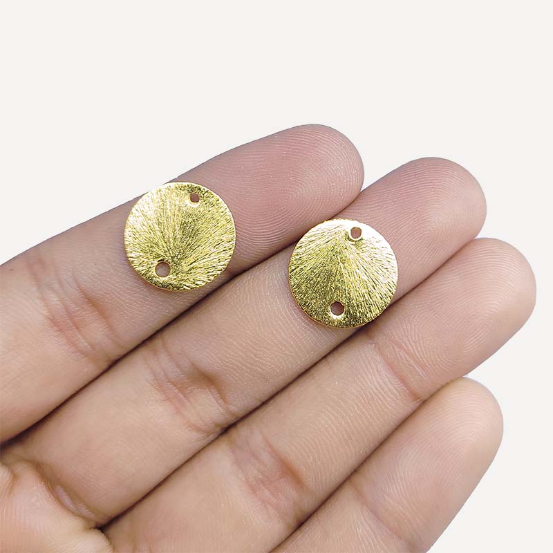 Handcrafted textured round connector with 18K Gold Overlay from India for DIY jewelry making
