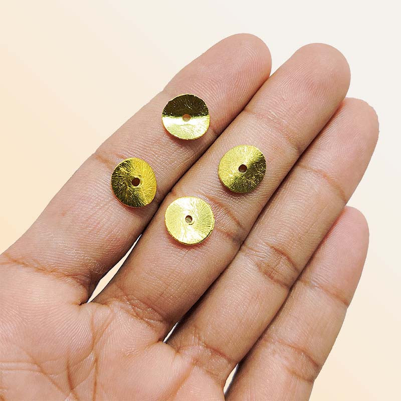Handcrafted textured disc bead with 18K Gold Overlay from India for DIY jewelry projects