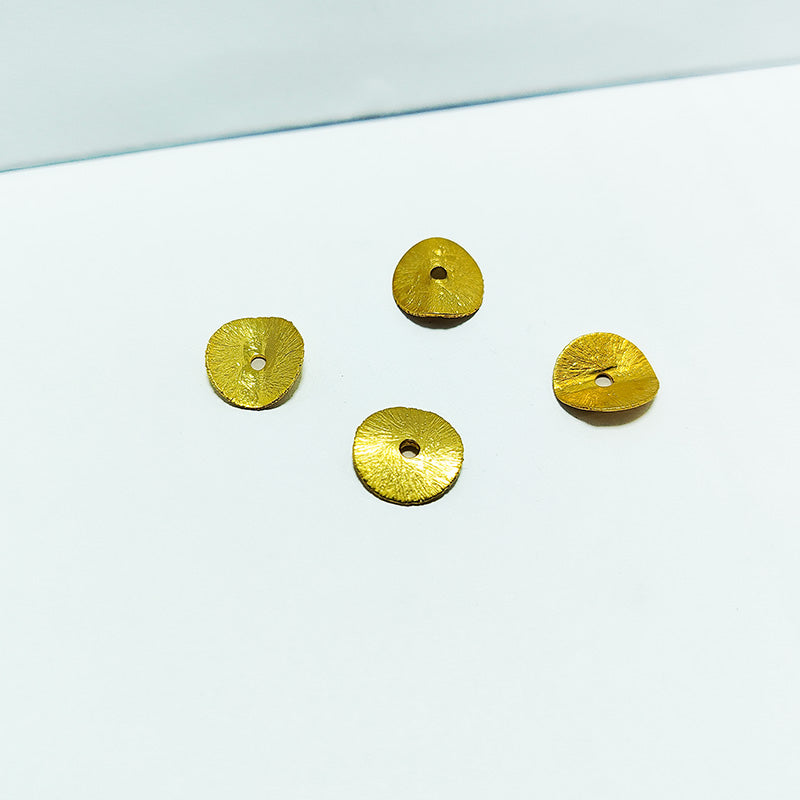 Handcrafted textured disc bead with 18K Gold Overlay from India for DIY jewelry projects