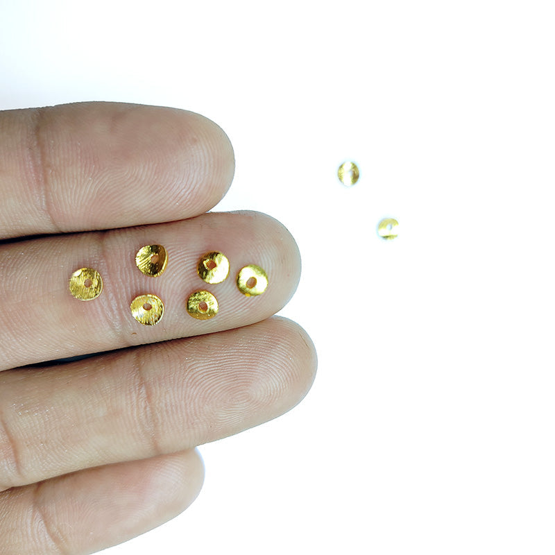 Handcrafted textured disc bead with 18K Gold Overlay from India for DIY jewelry projects