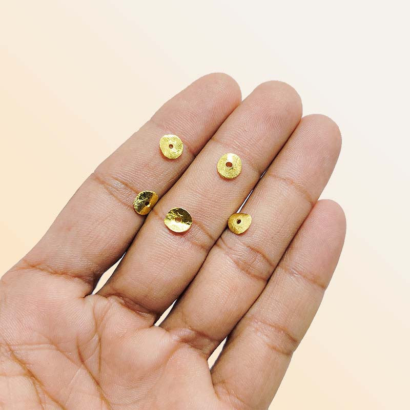 Handcrafted textured disc bead with 18K Gold Overlay from India for DIY jewelry projects