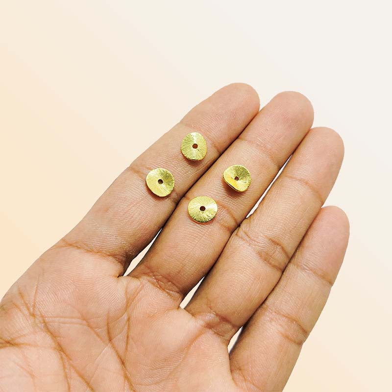 Handcrafted textured disc bead with 18K Gold Overlay from India for DIY jewelry projects