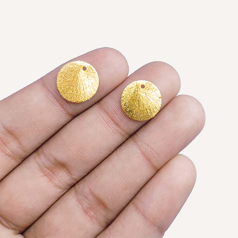 Handcrafted textured chip bead with 18K Gold Overlay from India for DIY jewelry making