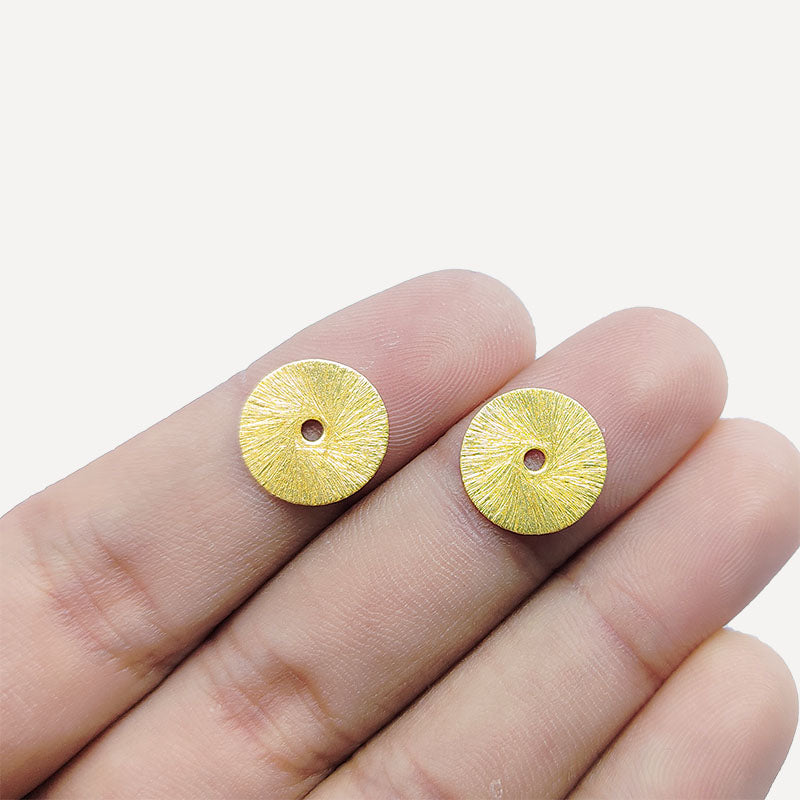 Handcrafted textured chip bead with 18K Gold Overlay from India for DIY jewelry projects