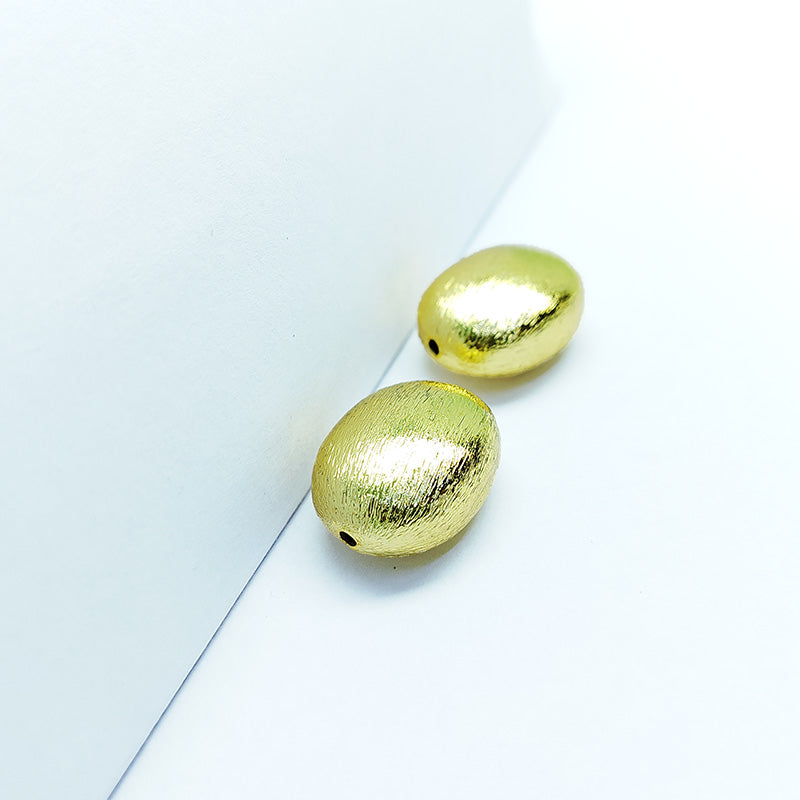 18K gold overlay handcrafted oval textured bead from India for retail jewelry crafting