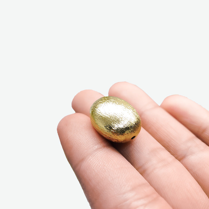 18K gold overlay handcrafted oval textured bead from India for retail jewelry crafting