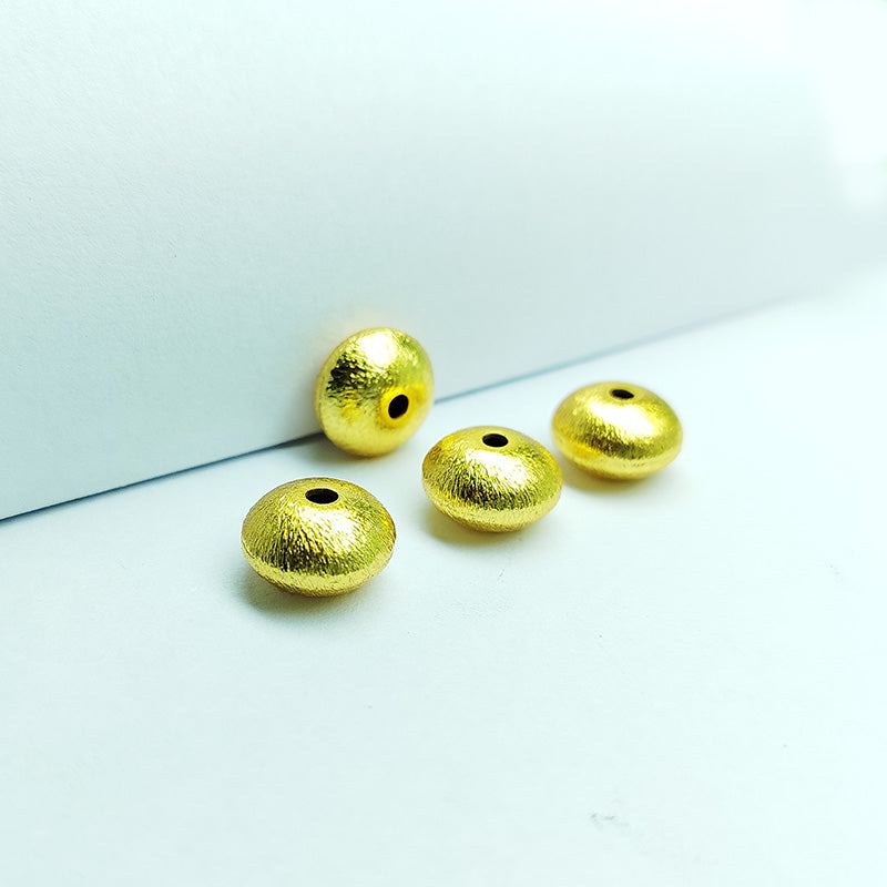 18K gold overlay handcrafted saucer shape textured bead from India for retail jewelry crafting