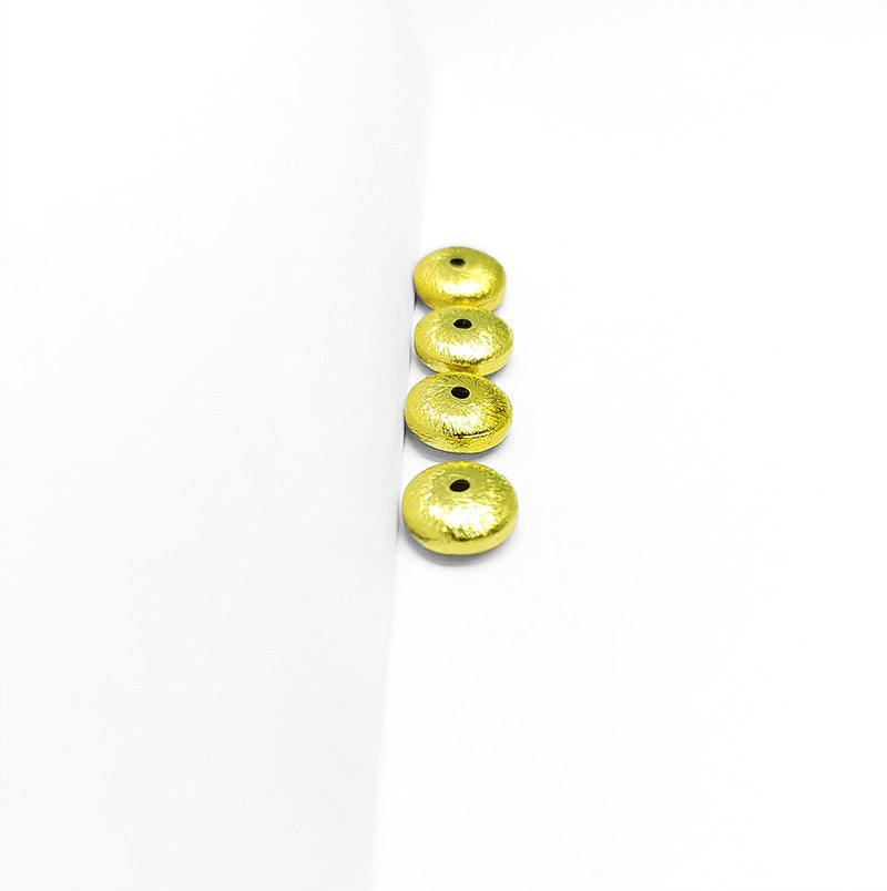 18K gold overlay handcrafted flat saucer textured bead from India for retail jewelry crafting