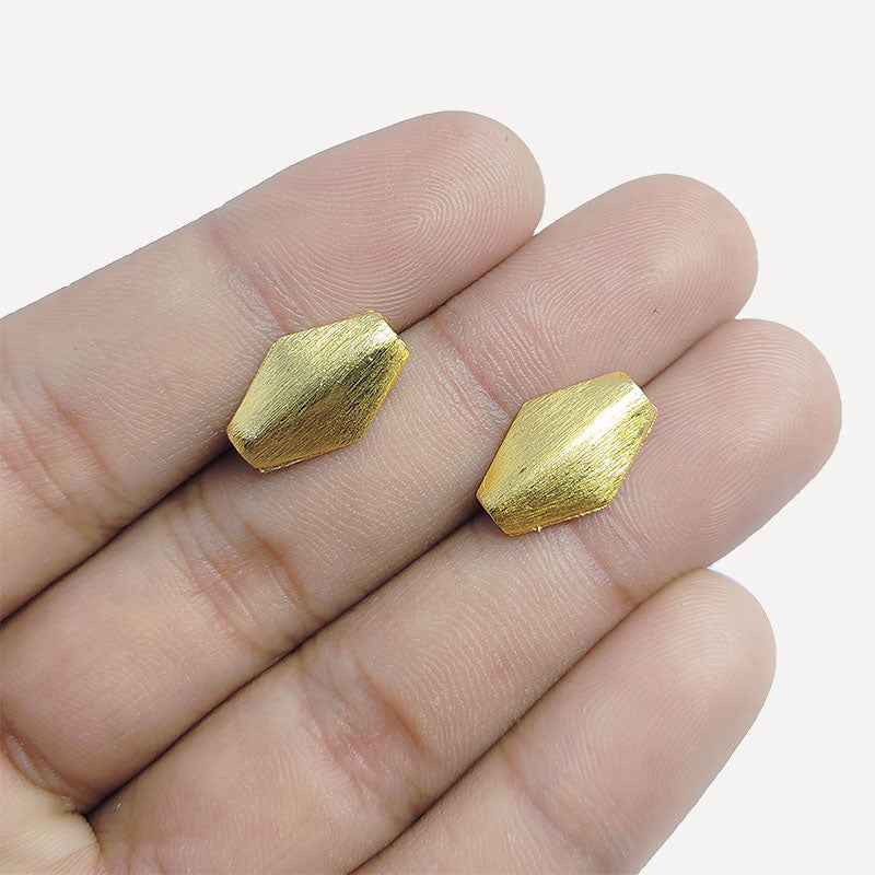 18K gold overlay handcrafted 3D rhombus shape brushed bead from India for retail jewelry crafting