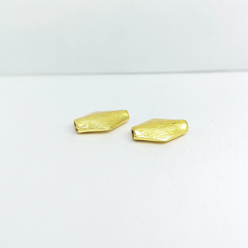 18K gold overlay handcrafted 3D rhombus shape brushed bead from India for retail jewelry crafting