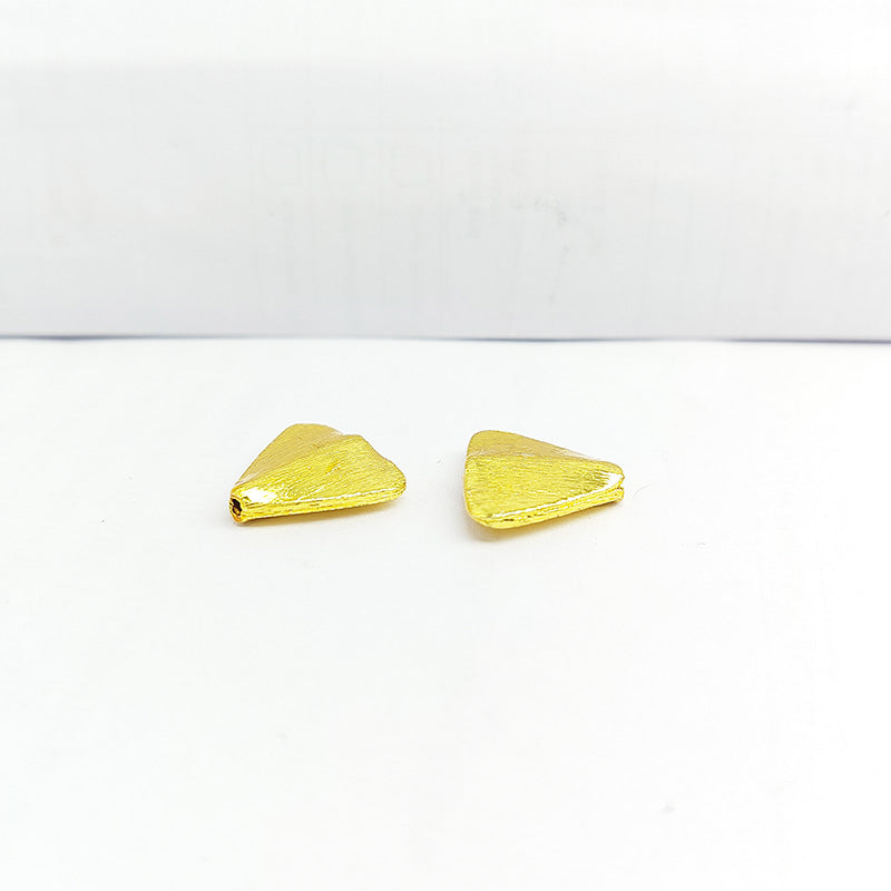18K gold overlay handcrafted 3D triangle shape brushed bead from India for jewelry making