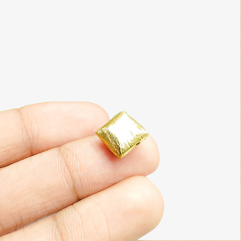 18K gold overlay handcrafted 3D square shape brushed bead from India for retail jewelry crafting