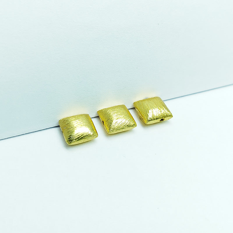 18K gold overlay handcrafted 3D square shape brushed bead from India for retail jewelry crafting