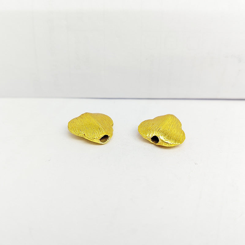 18K gold overlay handcrafted 3D club shape brushed bead from India for retail jewelry crafting