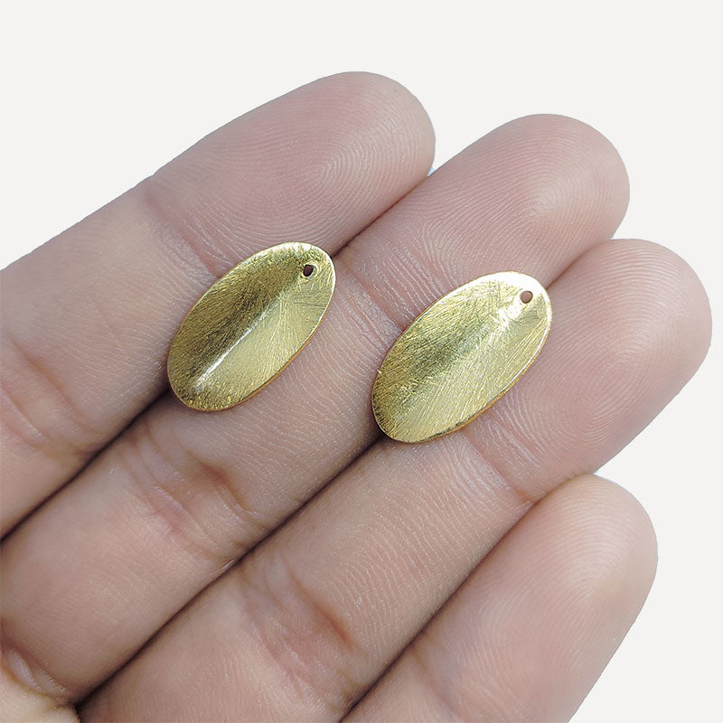 18K gold overlay handcrafted long oval shape brushed bead from India for retail jewelry crafting