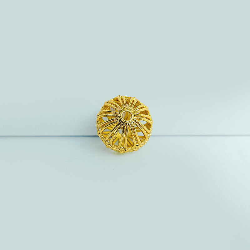 18K gold overlay handcrafted filigree round shape bead from India for retail jewelry crafting