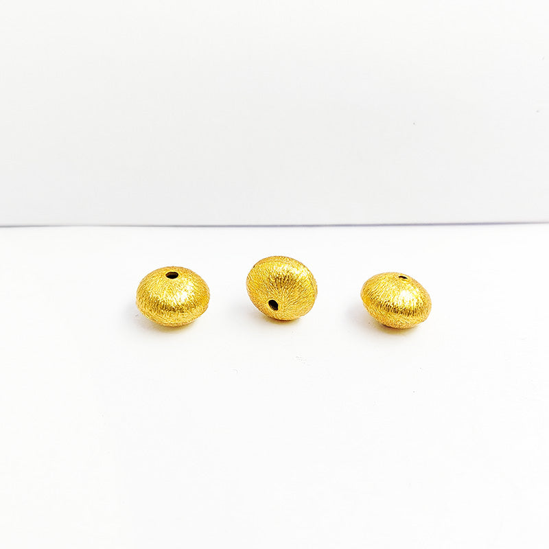 18K gold overlay handcrafted 3D dome shape brushed bead from India for retail jewelry crafting