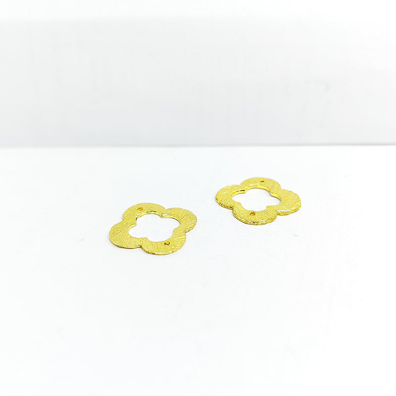 Handcrafted textured flower shape connector with 18K Gold Overlay Over Copper, made in India.