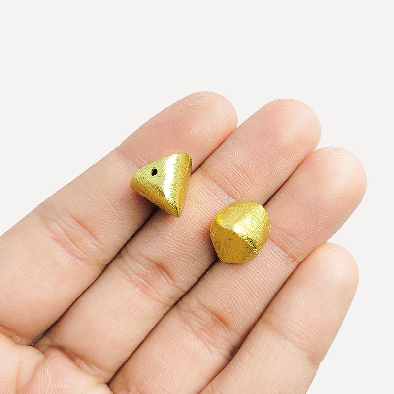 Handcrafted triangle shape brushed bead with 18K Gold Overlay Over Copper made in India