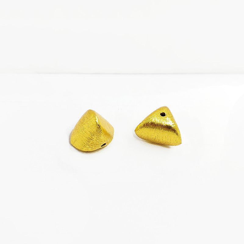 Handcrafted triangle shape brushed bead with 18K Gold Overlay Over Copper made in India