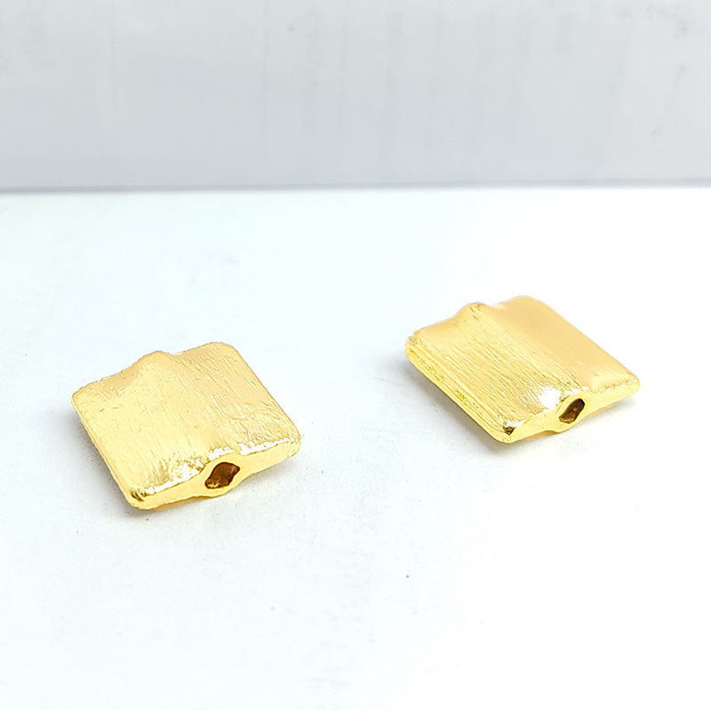 Handcrafted square shape brushed bead with 18K Gold Overlay Over Copper made in India