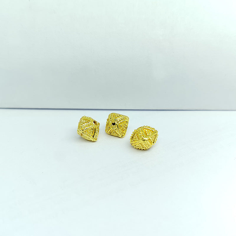 Handcrafted square filigree bead with 18K Gold Overlay Over Copper made in India