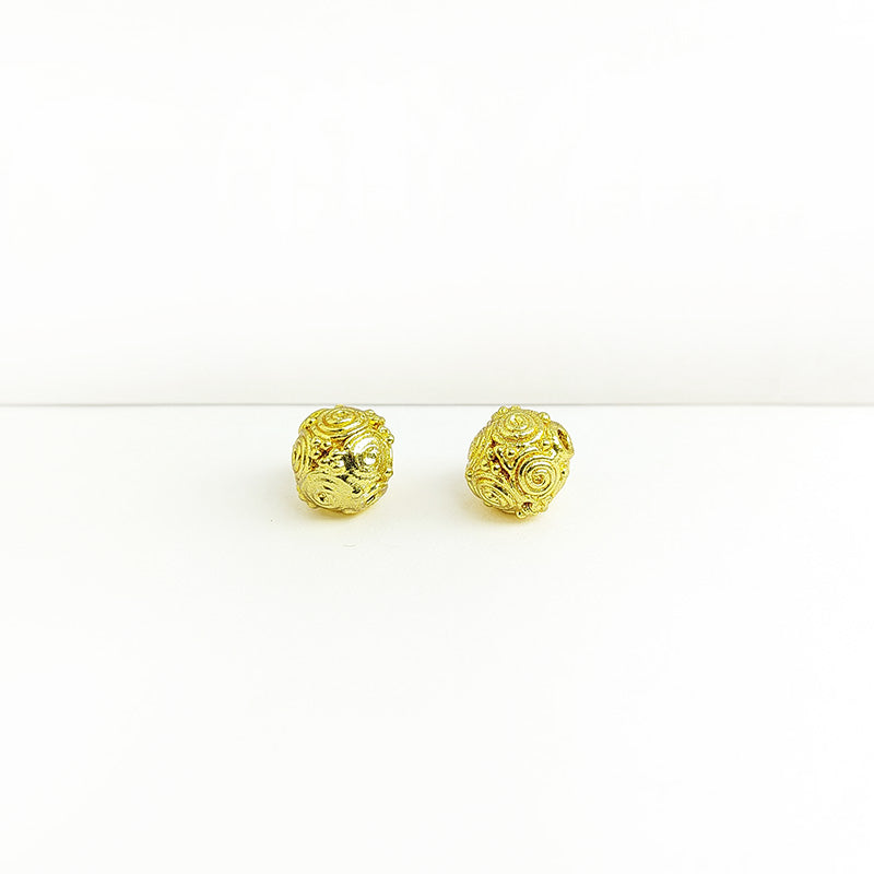 Handcrafted round spiral bead with 18K Gold Overlay Over Copper made in India