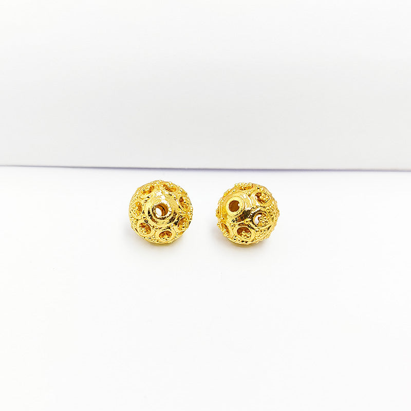 Handcrafted round heart filigree bead with 18K Gold Overlay Over Copper made in India