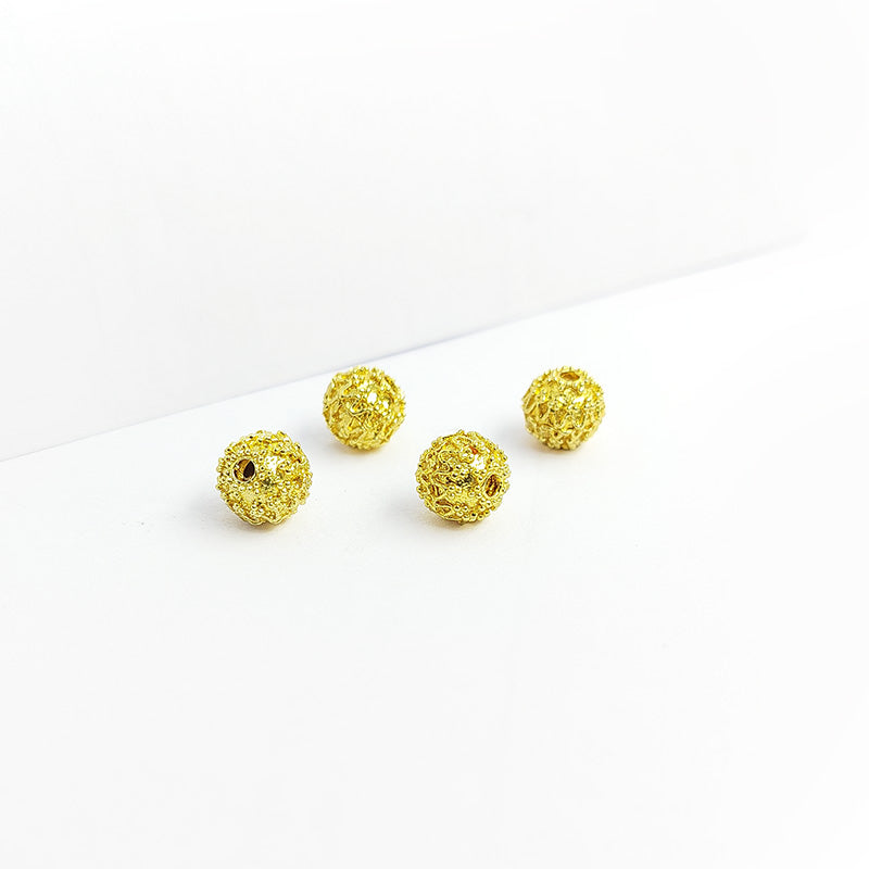 Handcrafted round textured bead with 18K Gold Overlay Over Copper made in India