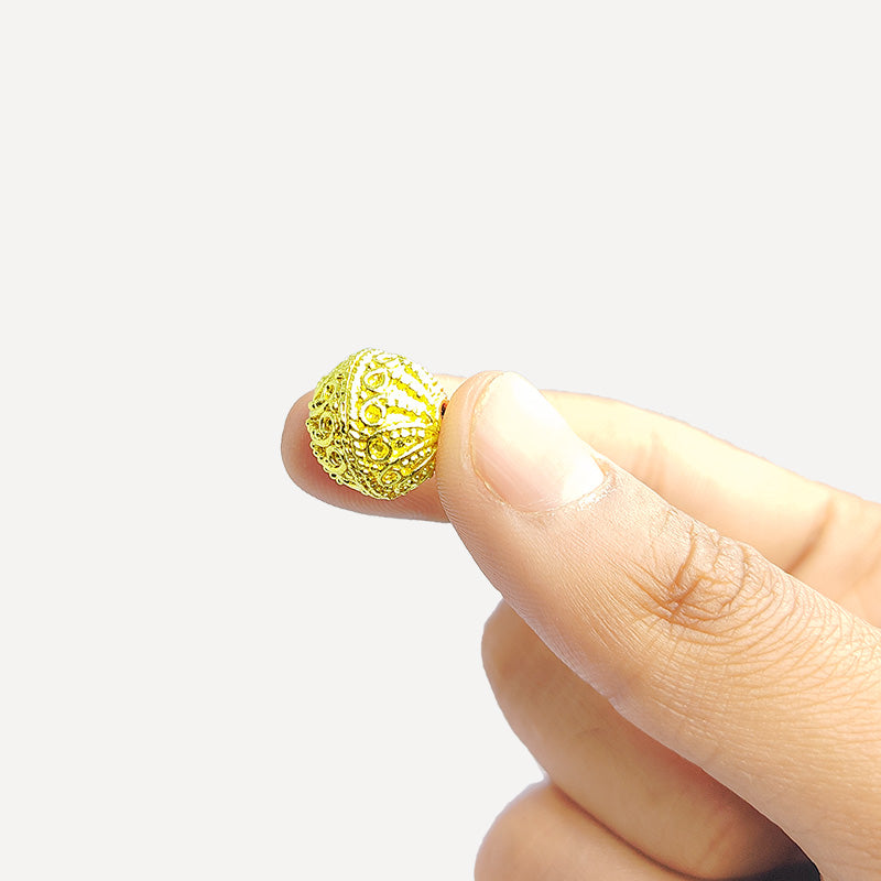 Handcrafted round swirl filigree bead with 18K Gold Overlay Over Copper made in India