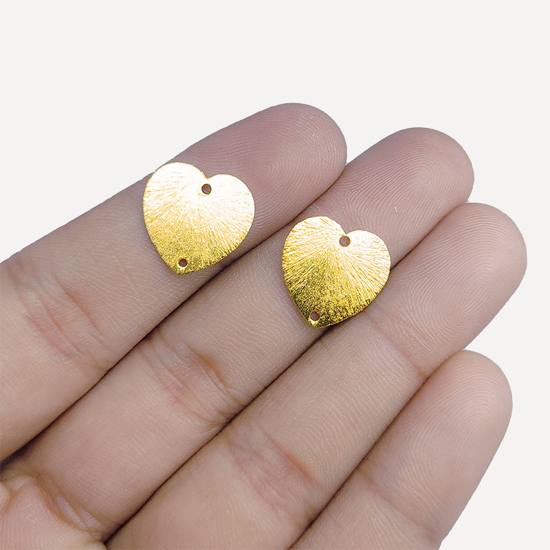 Handcrafted heart shape chip bead with 18K Gold Overlay Over Copper made in India
