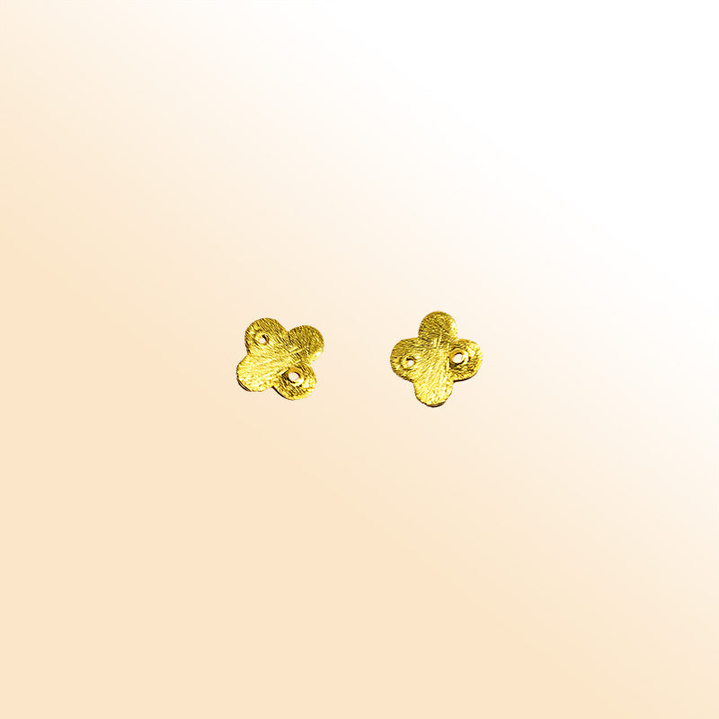 Handcrafted quatrefoil shape chip bead with 18K Gold Overlay Over Copper made in India