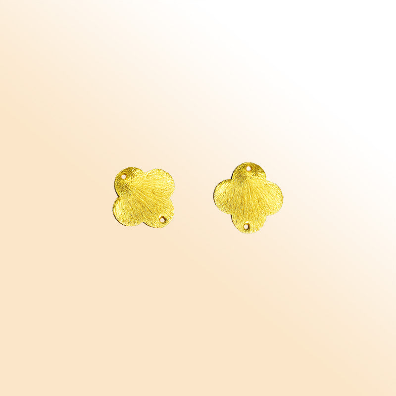 Handcrafted quatrefoil shape chip bead with 18K Gold Overlay Over Copper made in India
