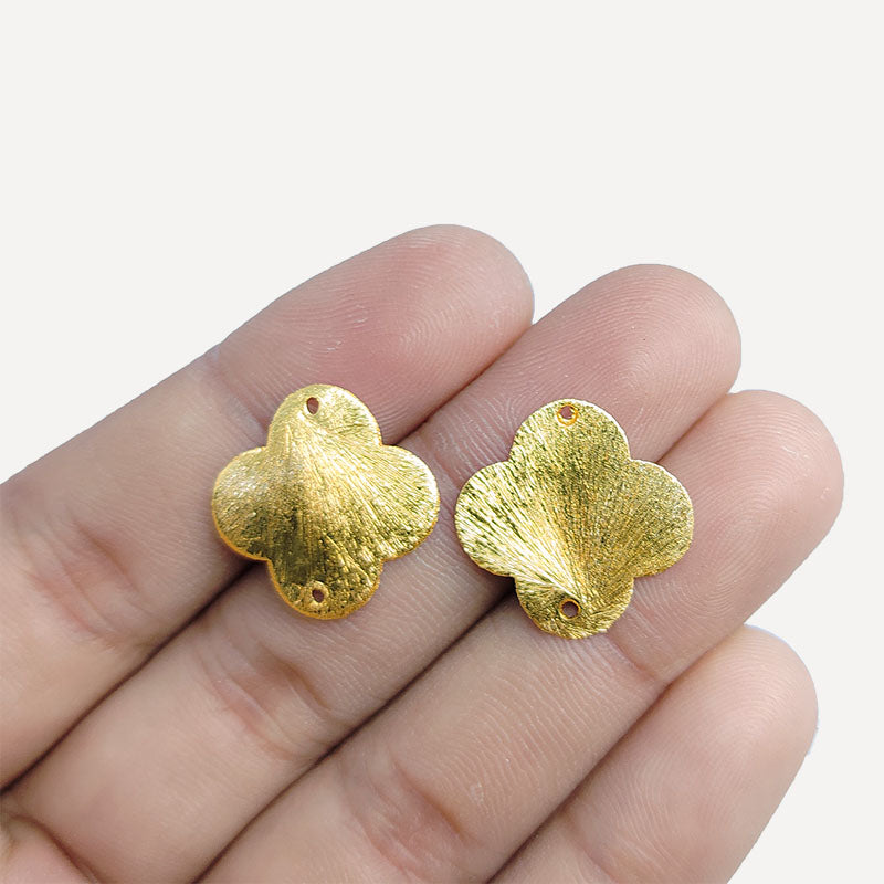 Handcrafted quatrefoil shape chip bead with 18K Gold Overlay Over Copper made in India
